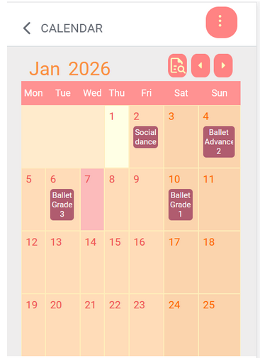Class calendar