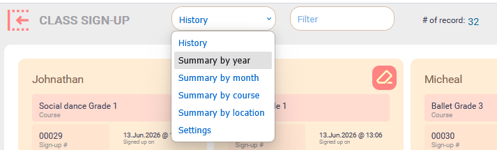 Sign up view type