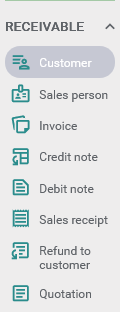 Receivable menu options