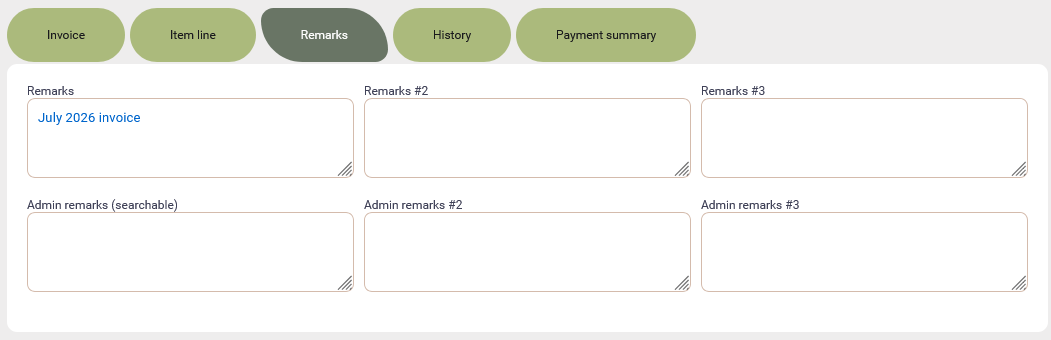 Invoice remarks