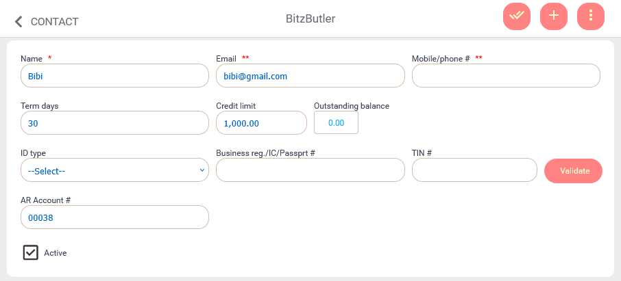 Term days and credit limit control