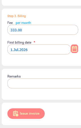 Issue invoice from the sign up