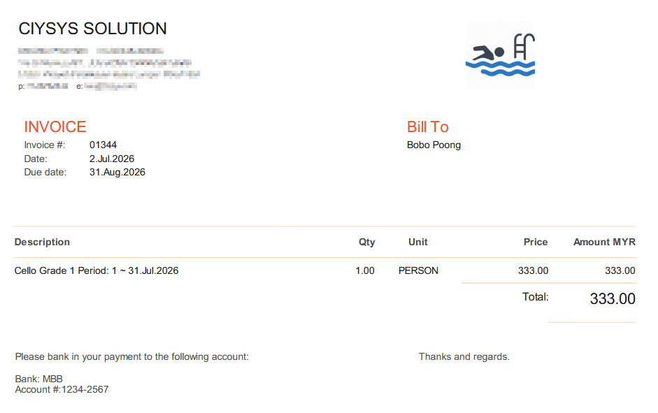 Sample Invoice in PDF format