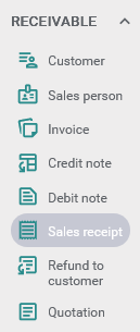 Receivable menu options