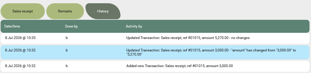 Remarks for the Sales Receipt