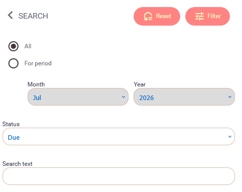 Filter by due status